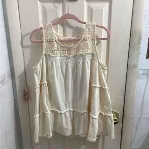 Easel Cream Lace Sleeveless Blouse